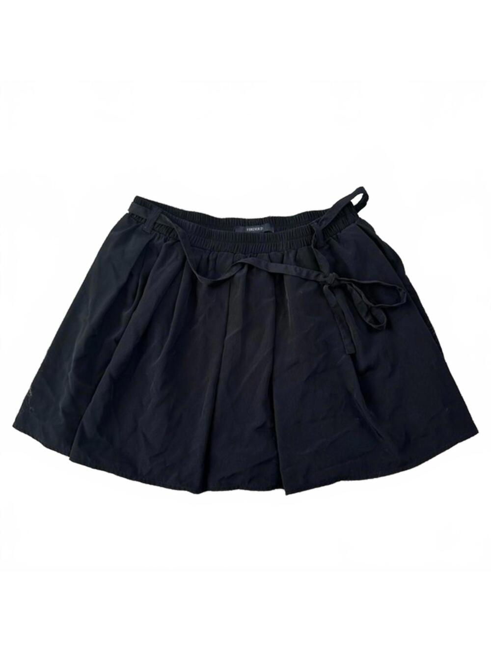 Forever 21 Bow Elastic Waist Mini Skort Skirt BLACK XS